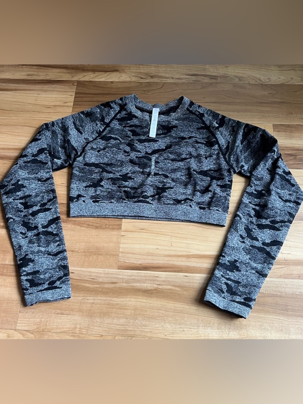 Camo Seamless Crop Top Open Back Gym Y2K L - Picture 2 of 8